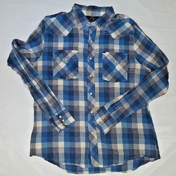 Salt Valley Western Other - Salt Valley Western Mens Blue Plaid Button Down